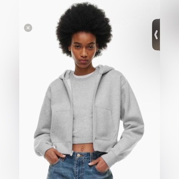 Aritzia Tops - Aritzia Gray Perfect Fit Sweat fleece Zip-Up Hoodie EUC.